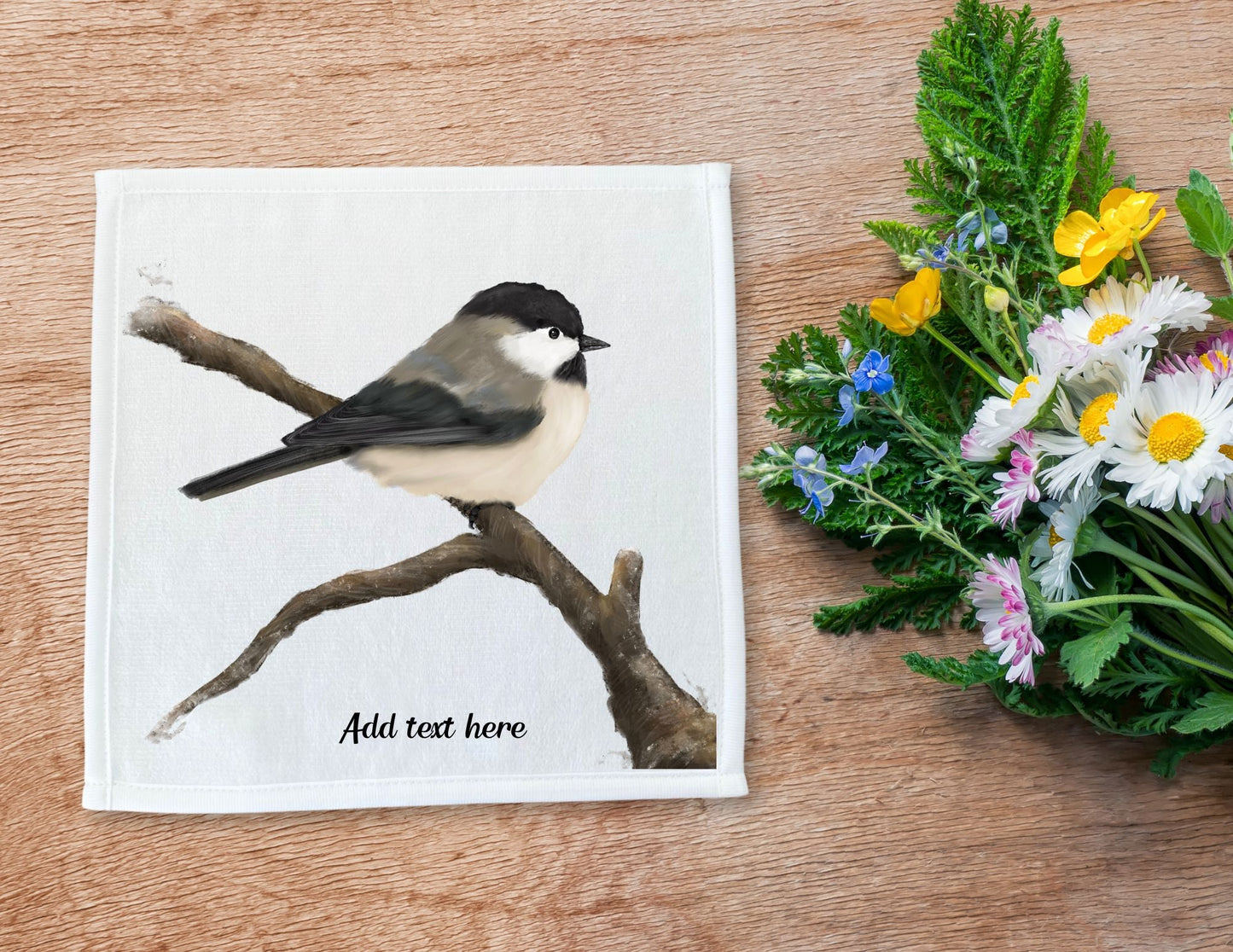 Chickadee Perched Washcloth – A Delightful Gift for Nature Lovers - MerikaArt