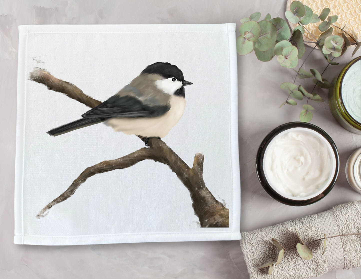 Chickadee Perched Washcloth – A Delightful Gift for Nature Lovers - MerikaArt