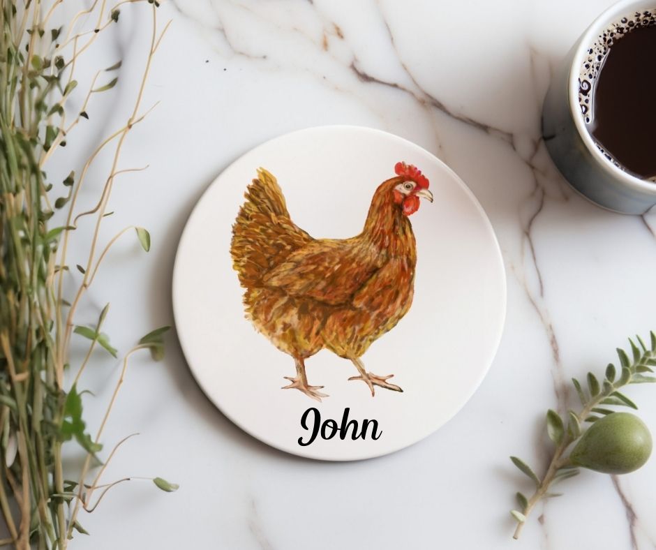 Chicken Ceramic Coaster - MerikaArt