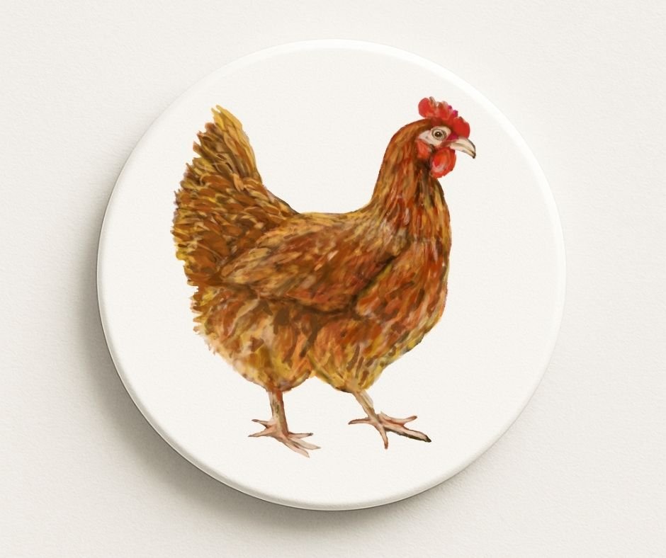 Chicken Ceramic Coaster - MerikaArt