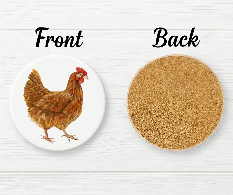 Chicken Ceramic Coaster - MerikaArt
