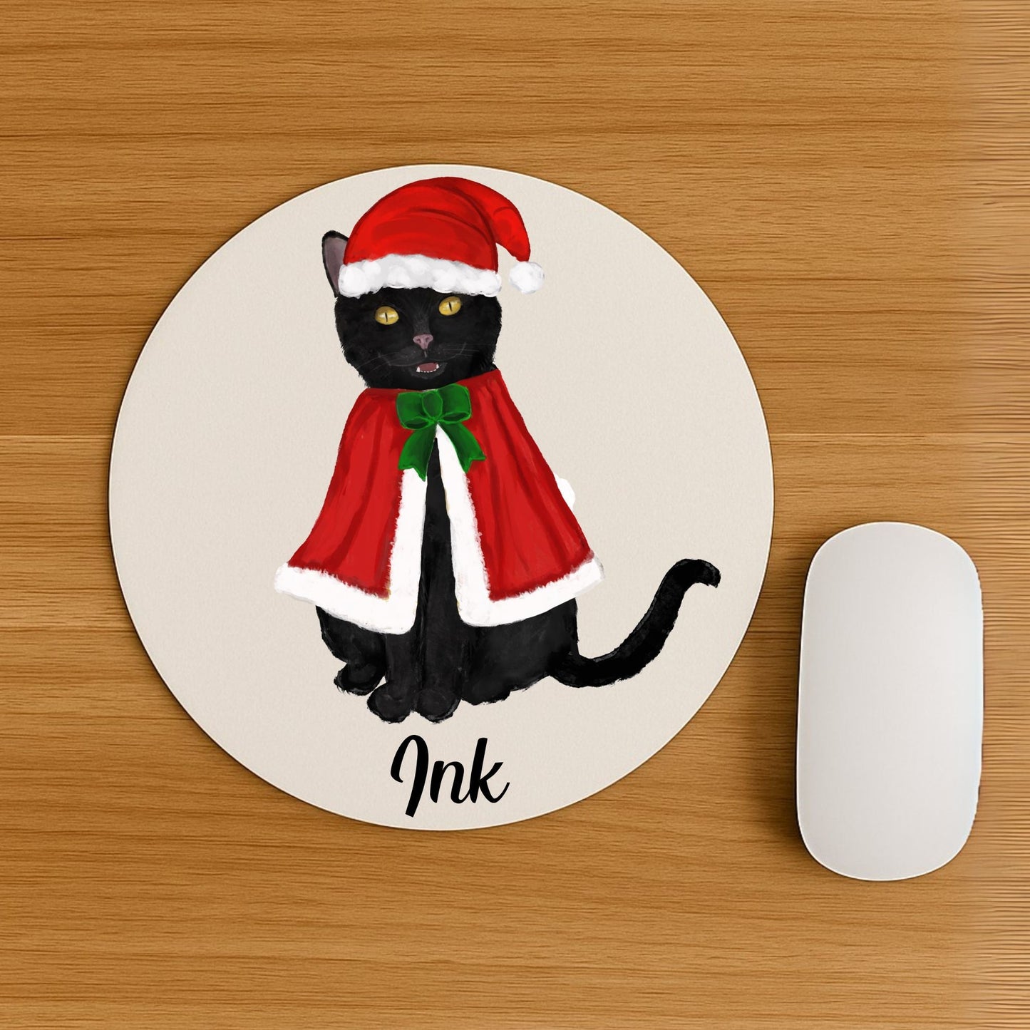 Christmas Black Cat Mousepad - MerikaArt