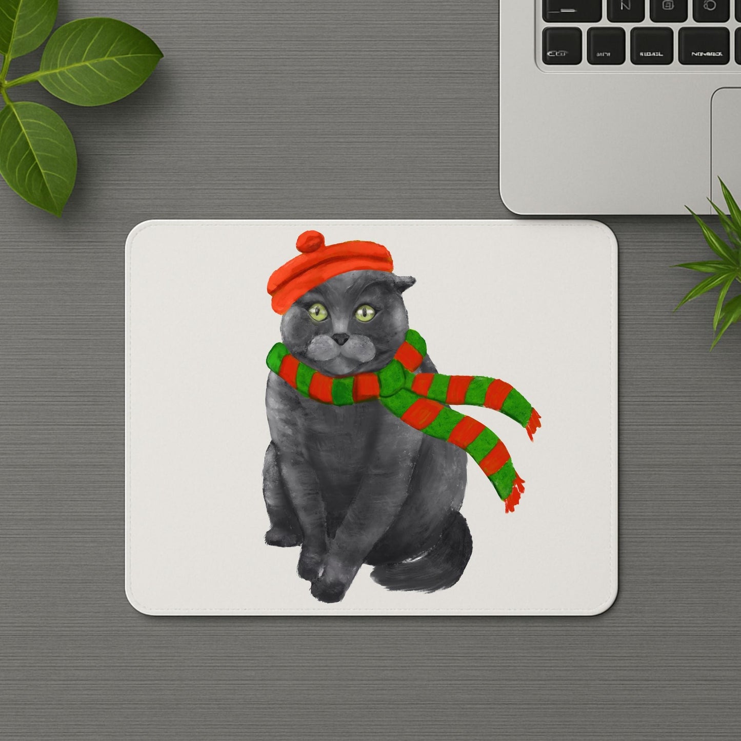 Christmas Black Cat Mousepad - MerikaArt
