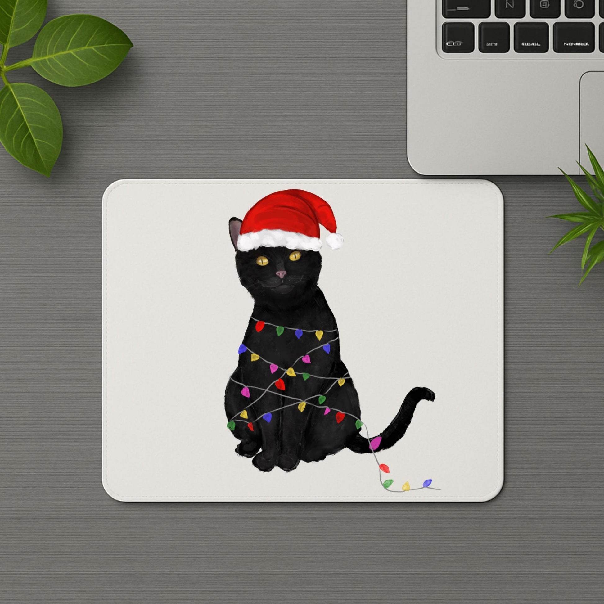 Christmas Black Cat Mousepad - MerikaArt