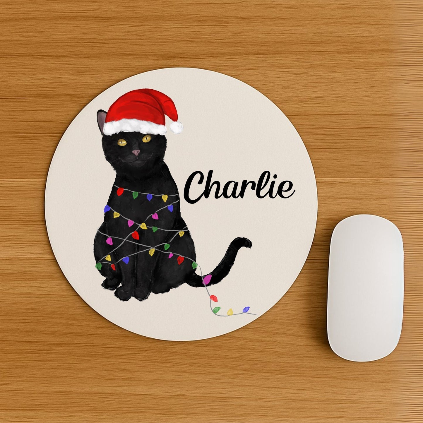 Christmas Black Cat Mousepad - MerikaArt
