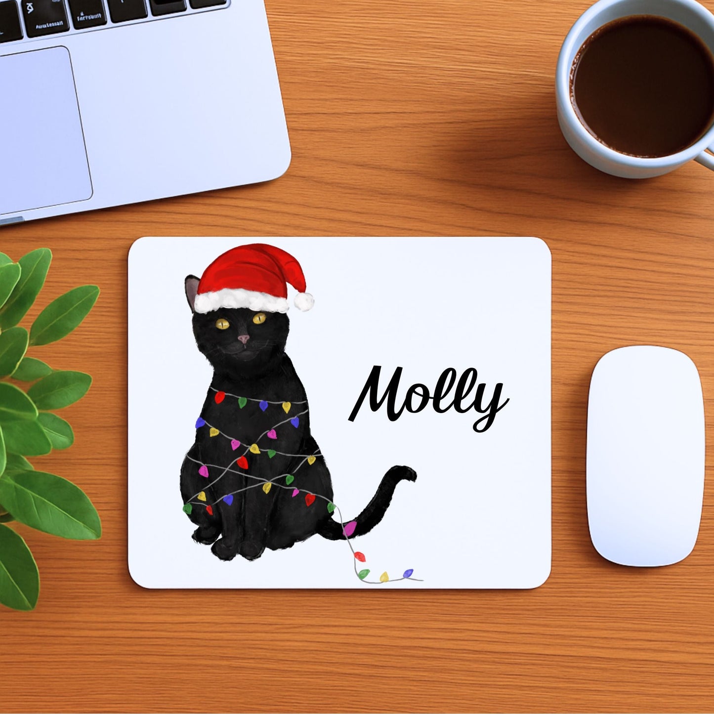 Christmas Black Cat Mousepad - MerikaArt