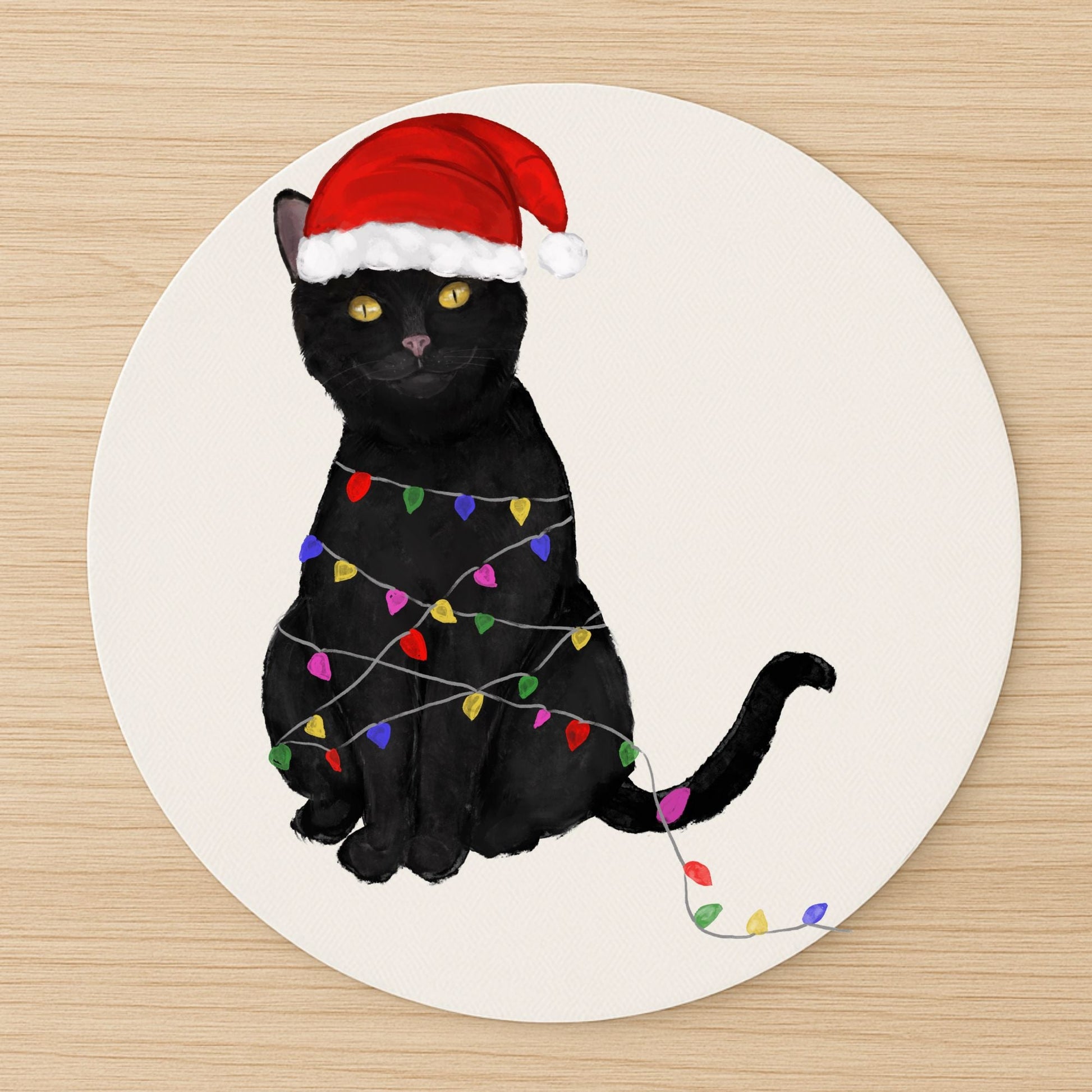 Christmas Black Cat Mousepad - MerikaArt