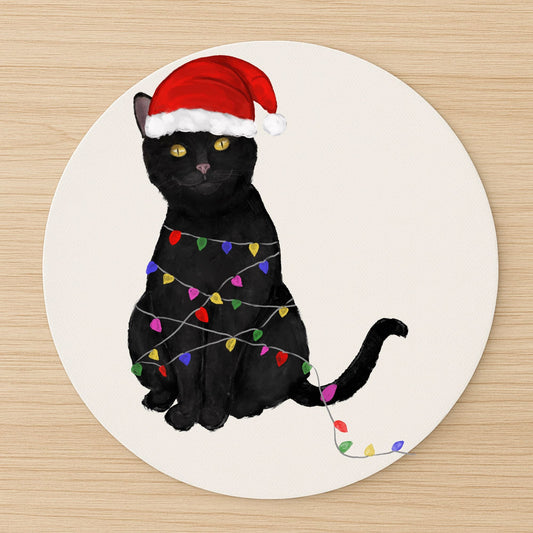 Christmas Black Cat Mousepad - MerikaArt