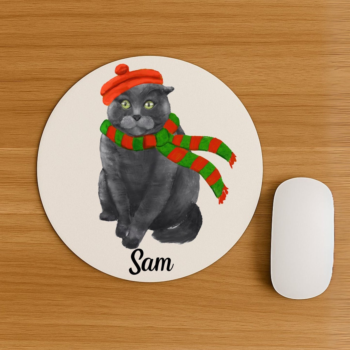 Christmas Black Cat Mousepad - MerikaArt