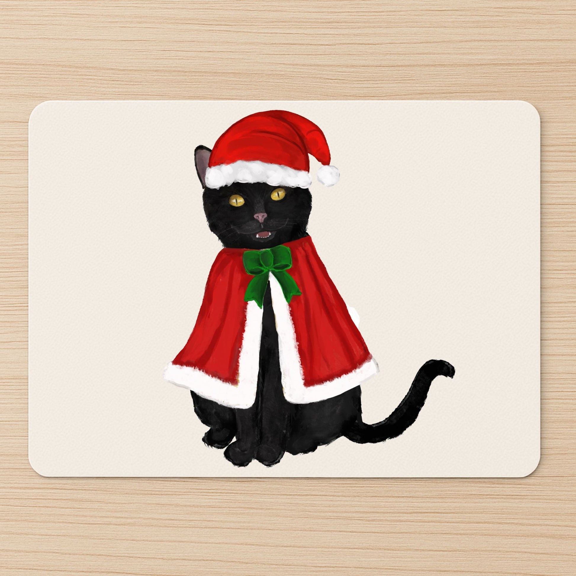 Christmas Black Cat Mousepad - MerikaArt