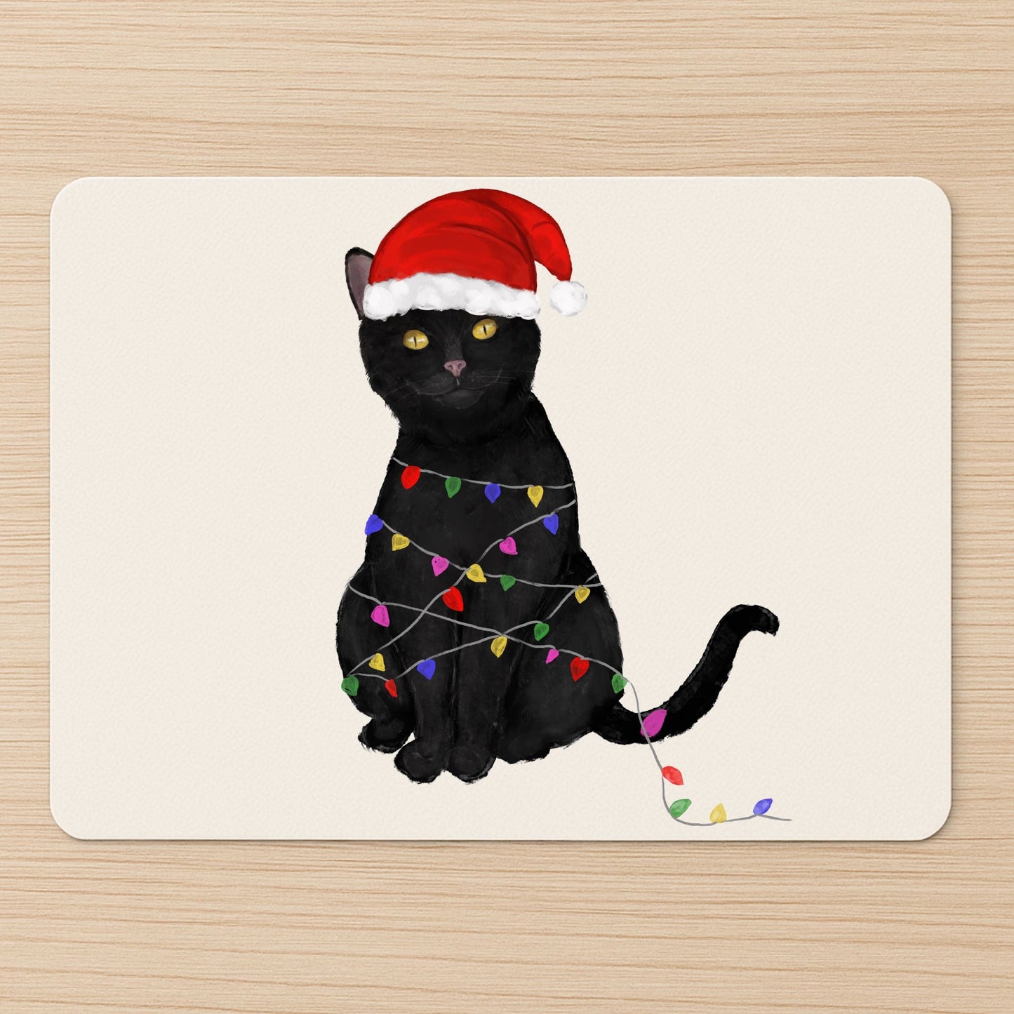 Christmas Black Cat Mousepad - MerikaArt