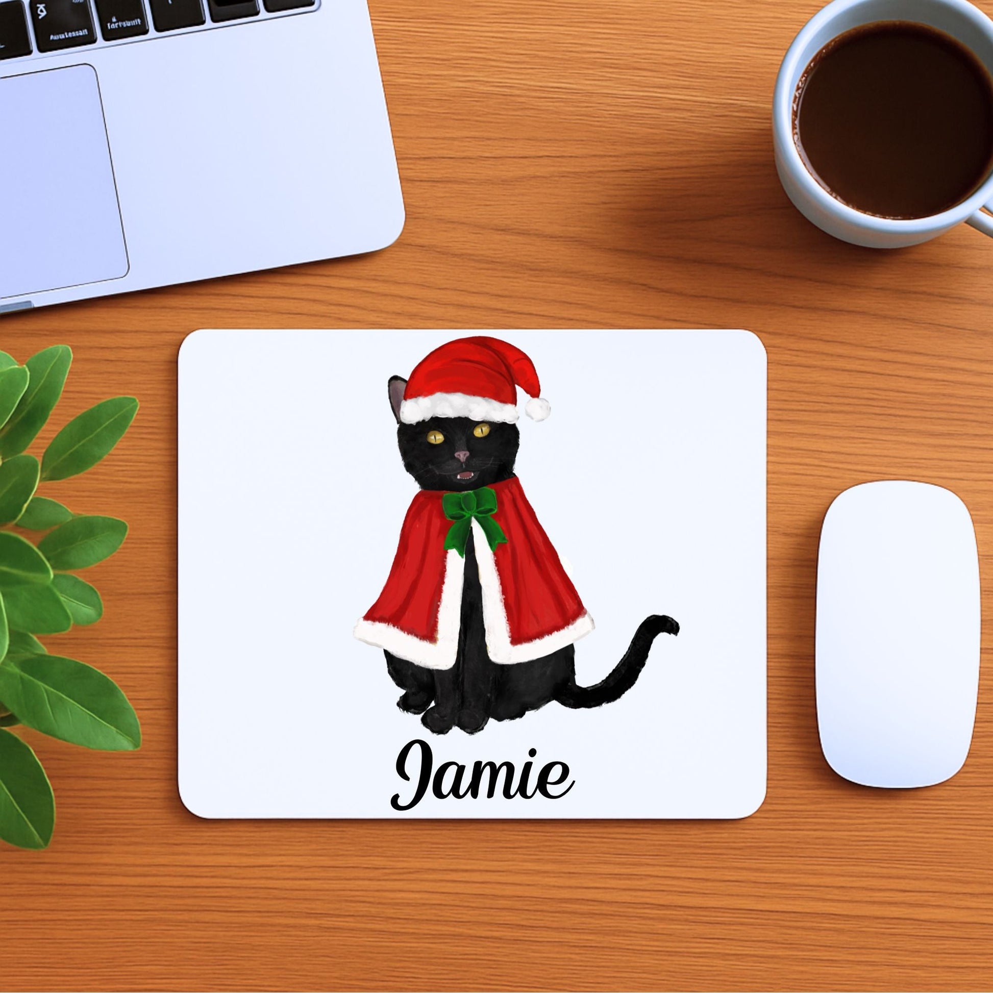 Christmas Black Cat Mousepad - MerikaArt