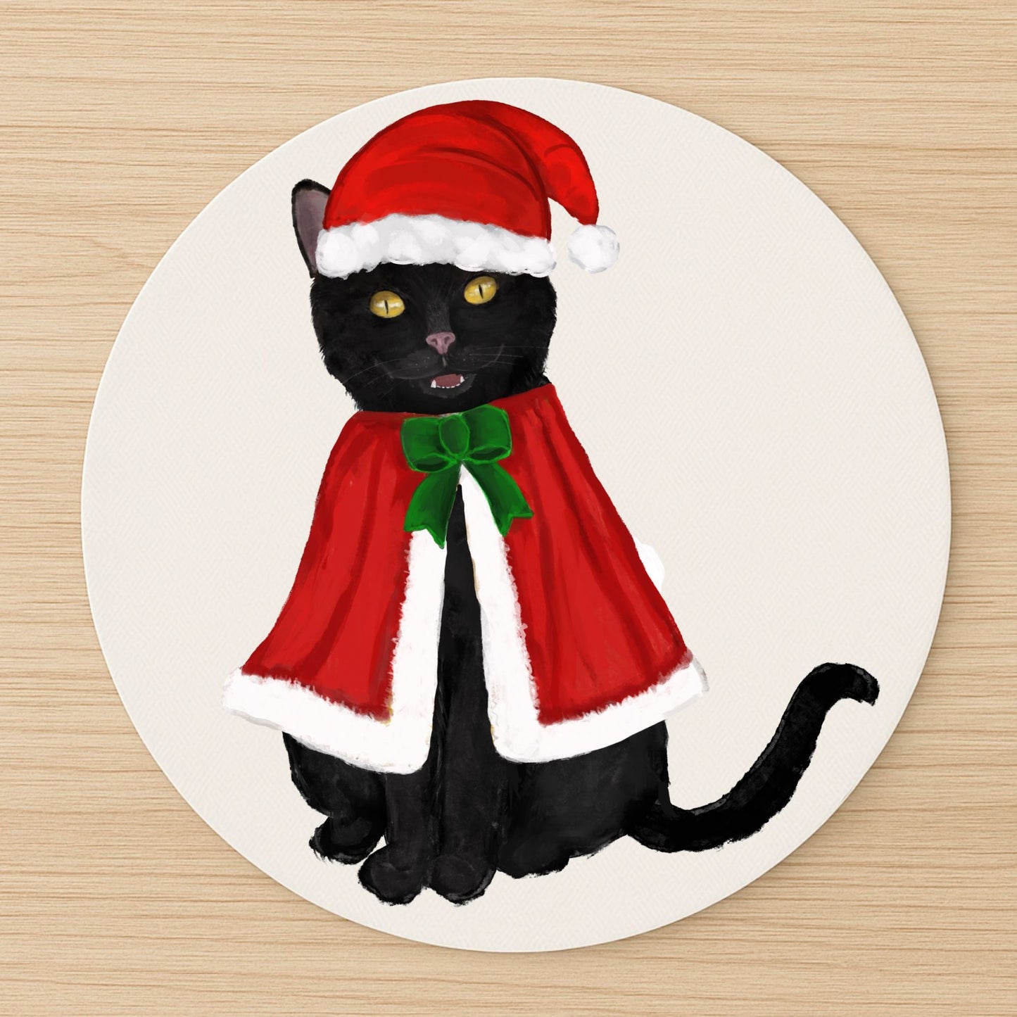 Christmas Black Cat Mousepad - MerikaArt