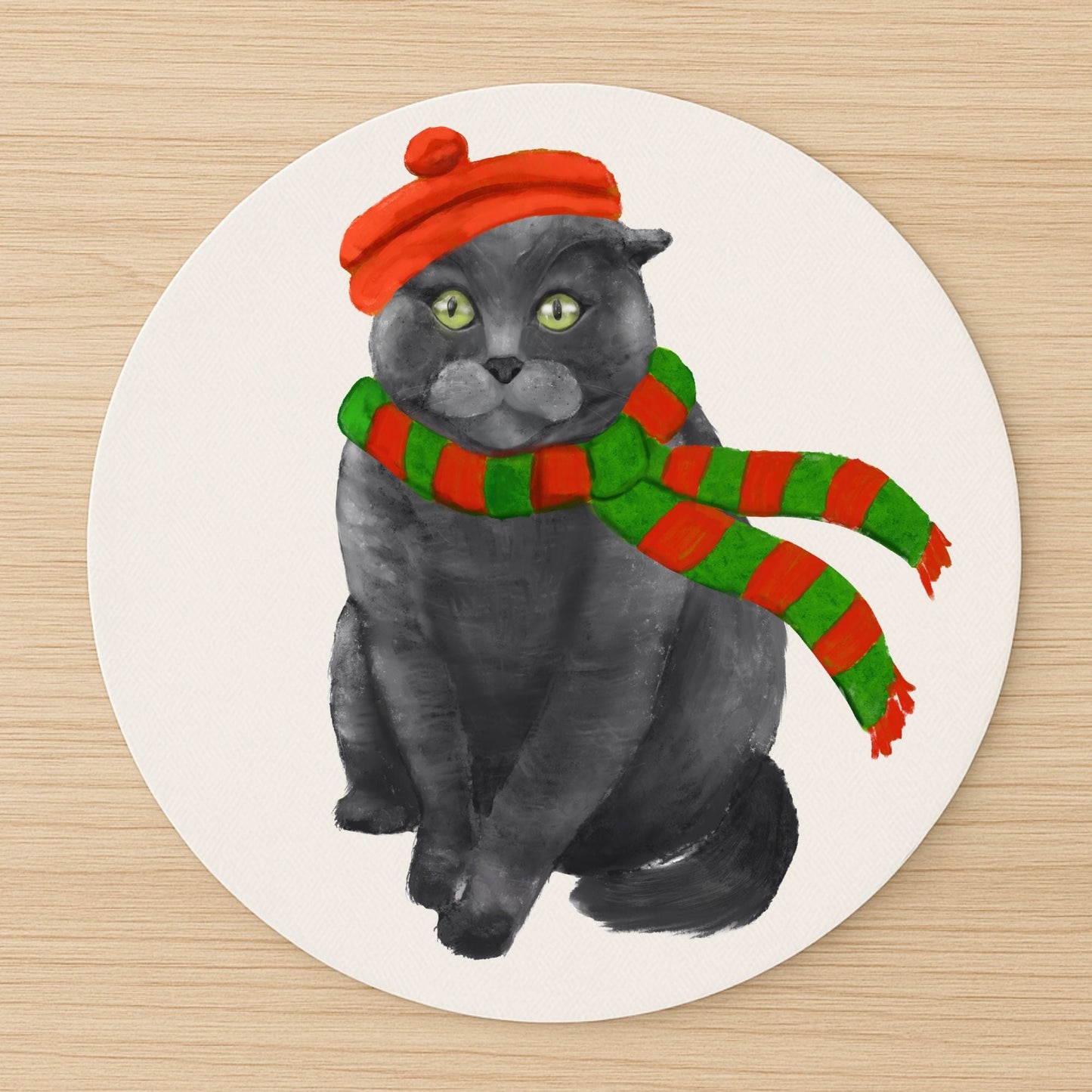 Christmas Black Cat Mousepad - MerikaArt