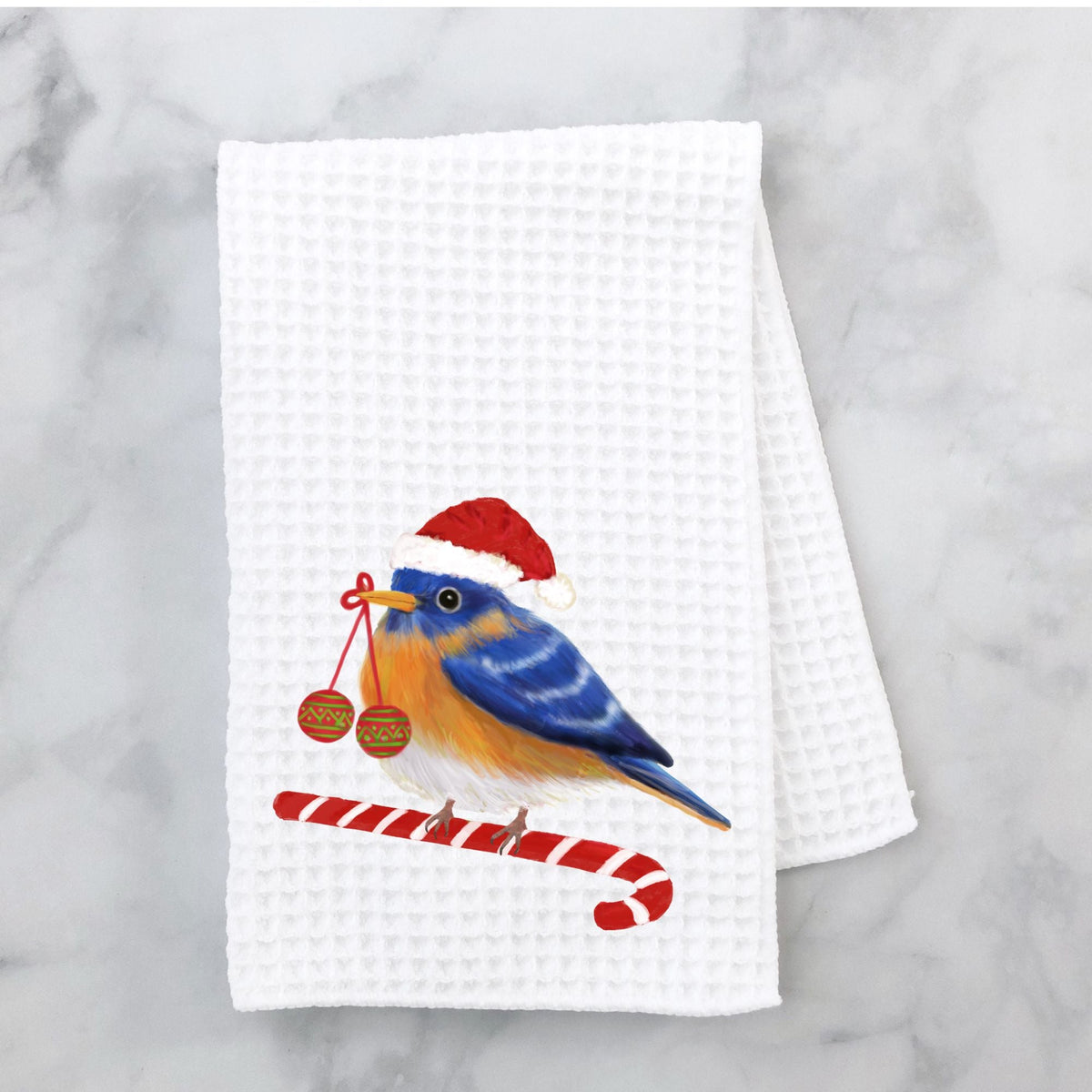 Christmas Bluebird Kitchen Towel - MerikaArt