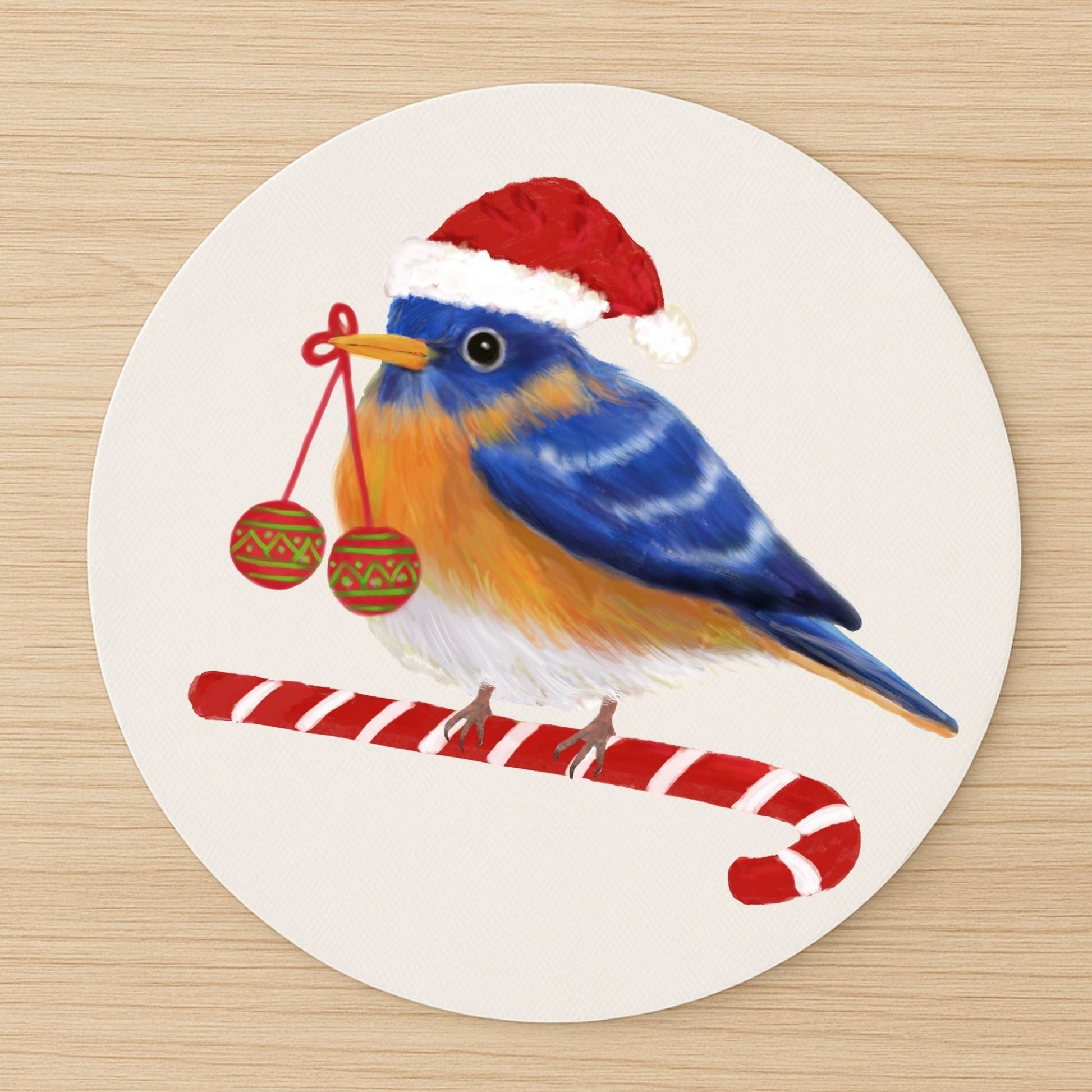 Christmas Bluebird Mousepad - MerikaArt
