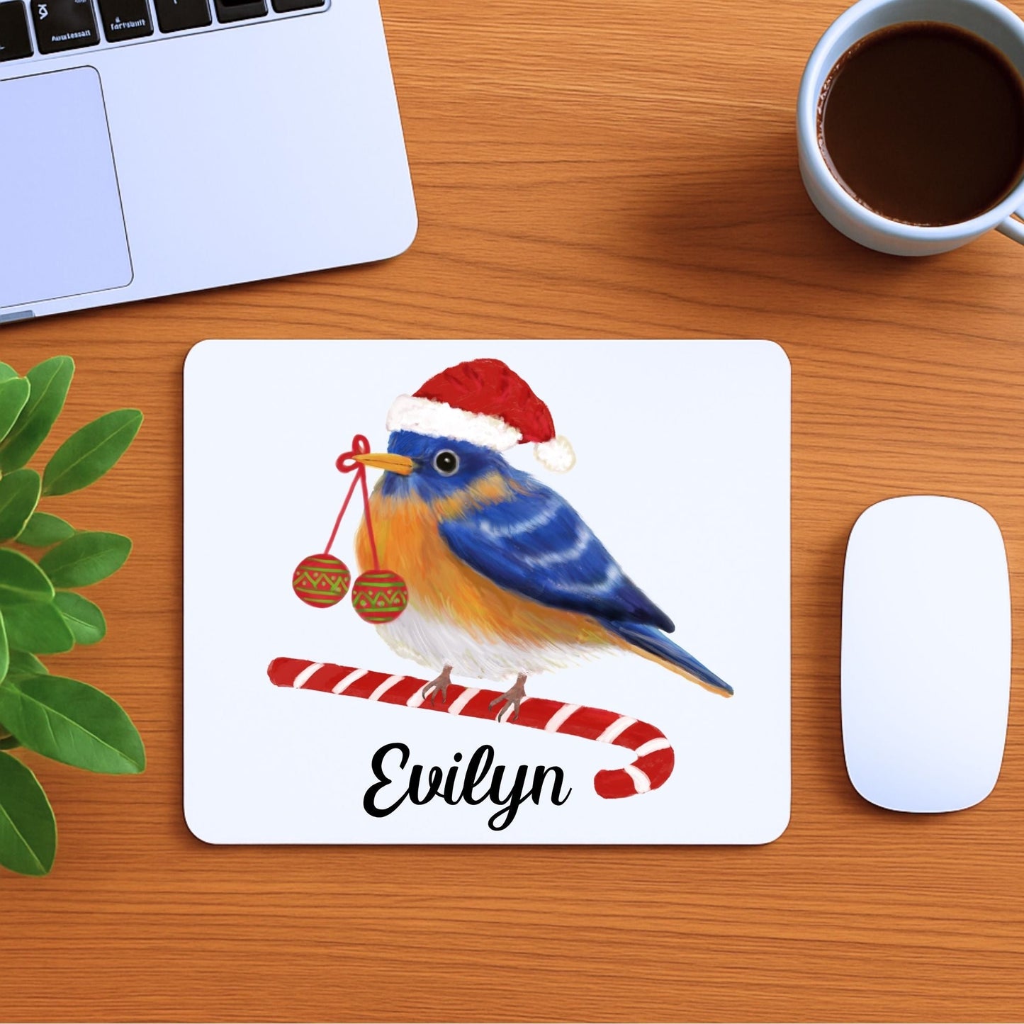 Christmas Bluebird Mousepad - MerikaArt