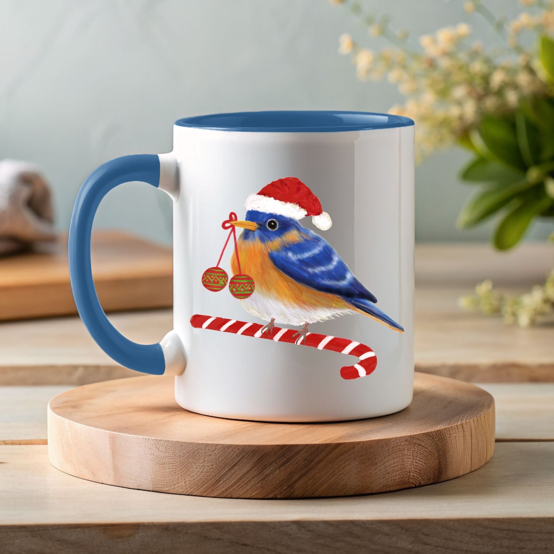 Christmas Bluebird Mug - MerikaArt