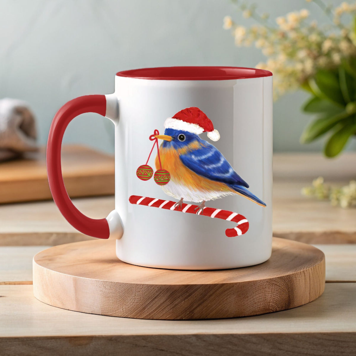 Christmas Bluebird Mug - MerikaArt