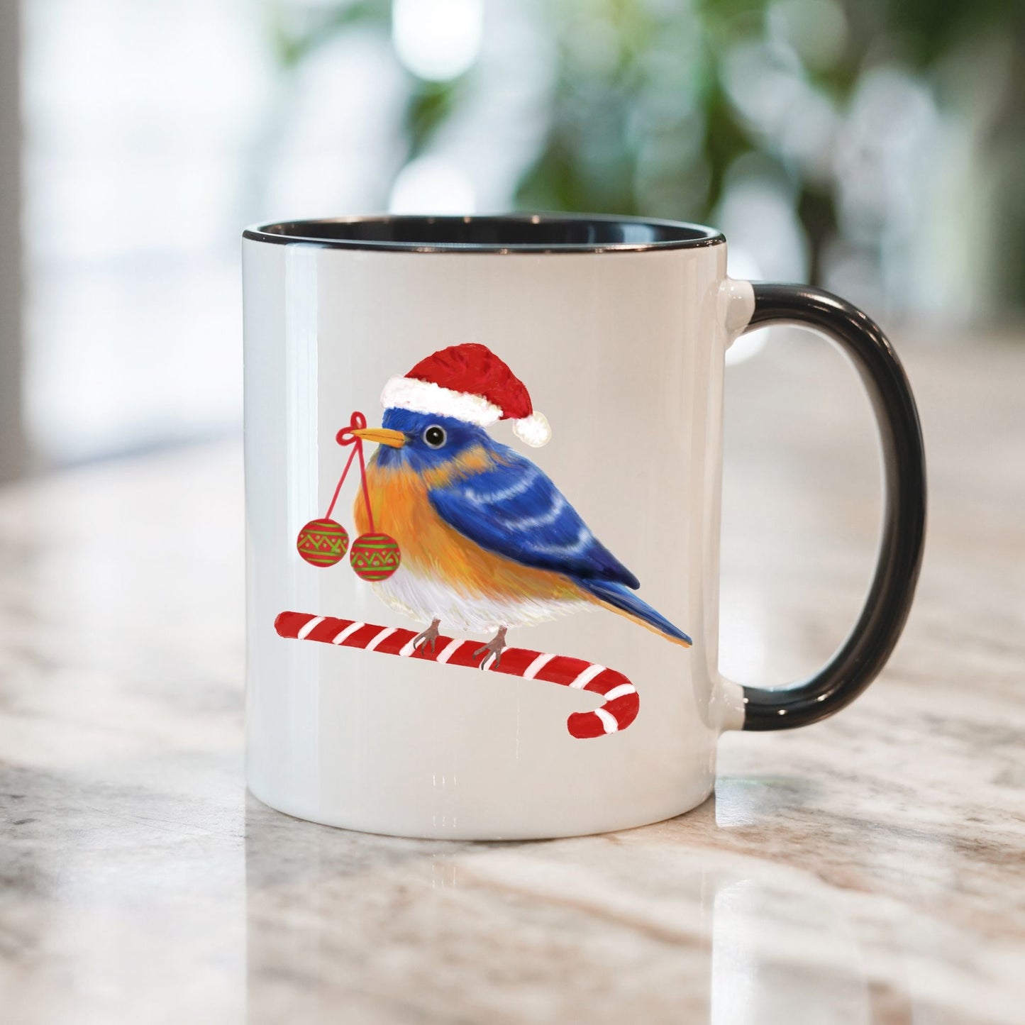 Christmas Bluebird Mug - MerikaArt