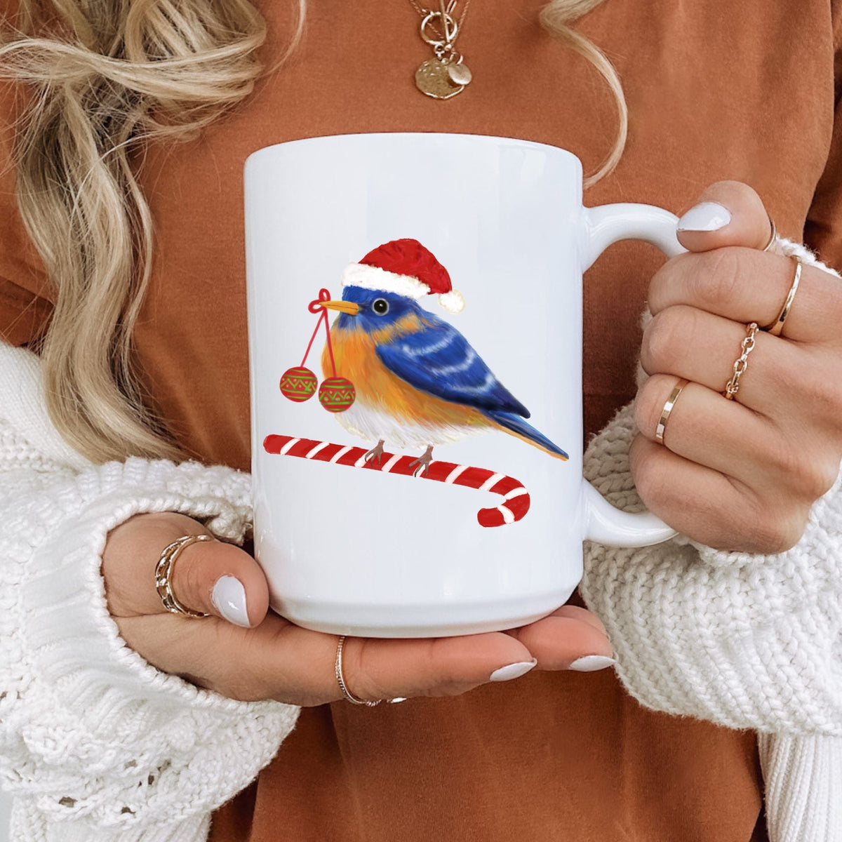 Christmas Bluebird Mug - MerikaArt