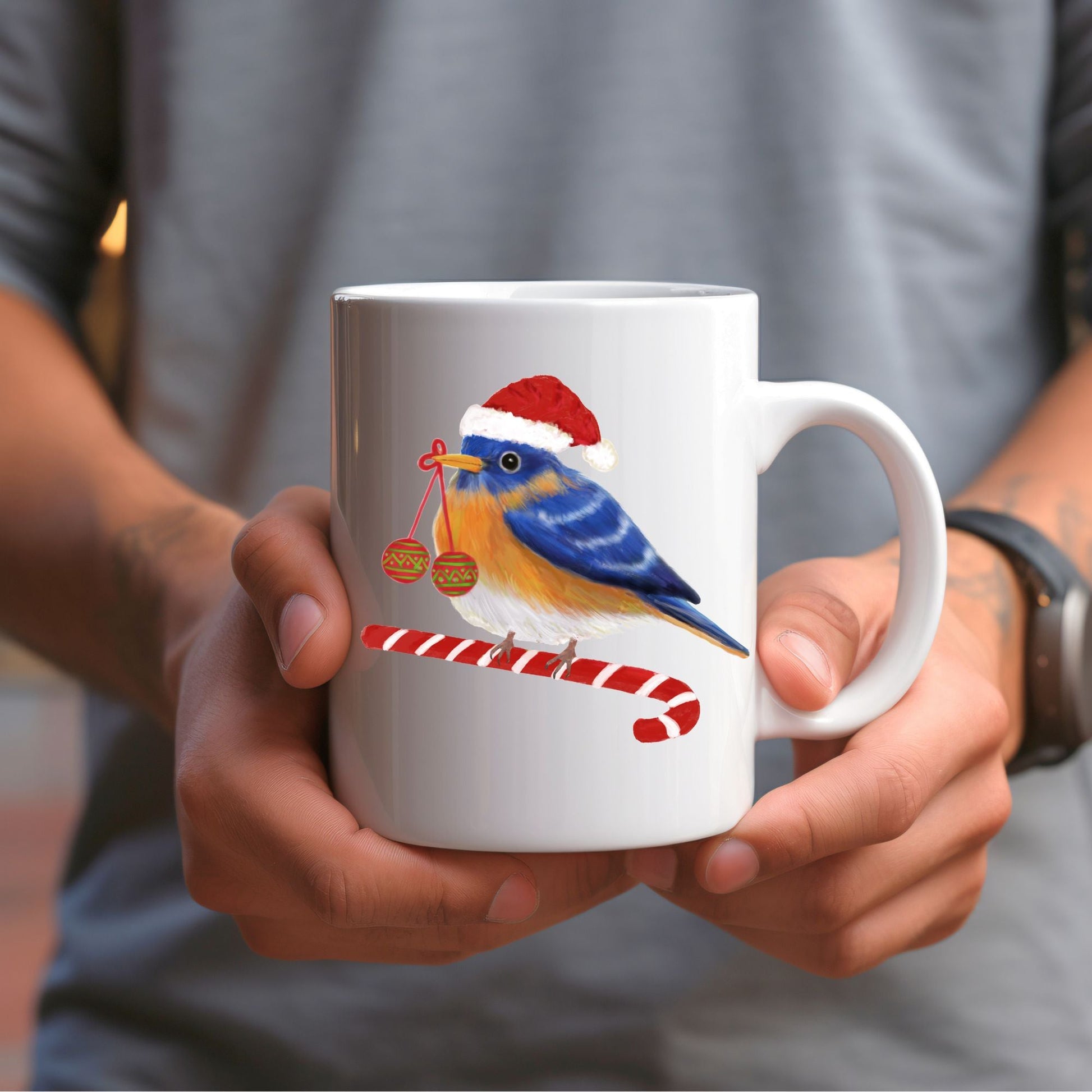 Christmas Bluebird Mug - MerikaArt