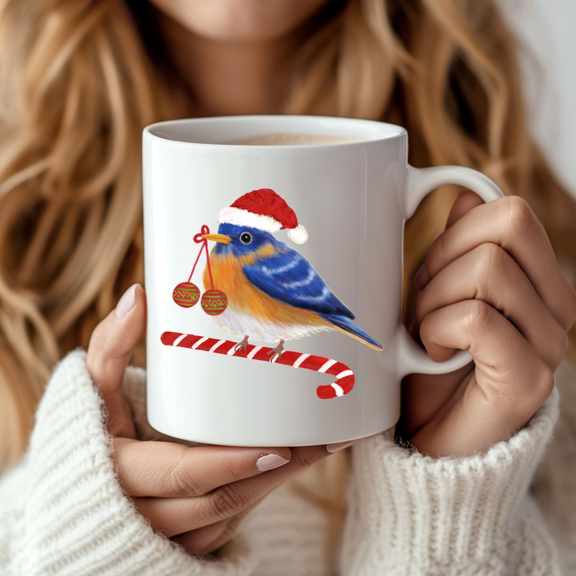 Christmas Bluebird Mug - MerikaArt