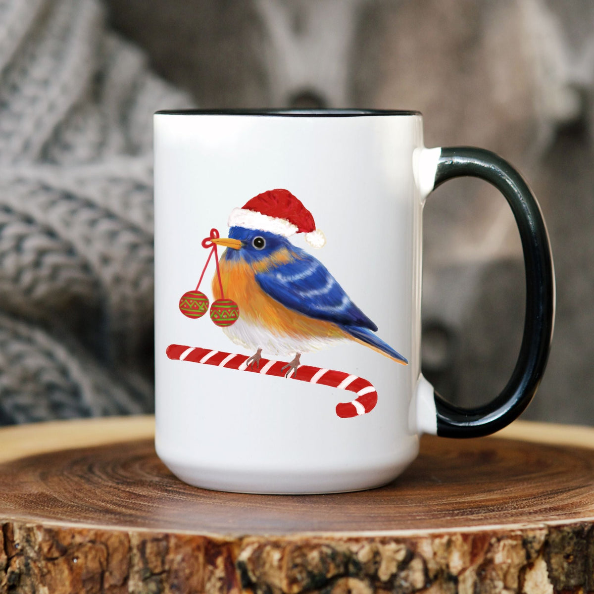 Christmas Bluebird Mug - MerikaArt