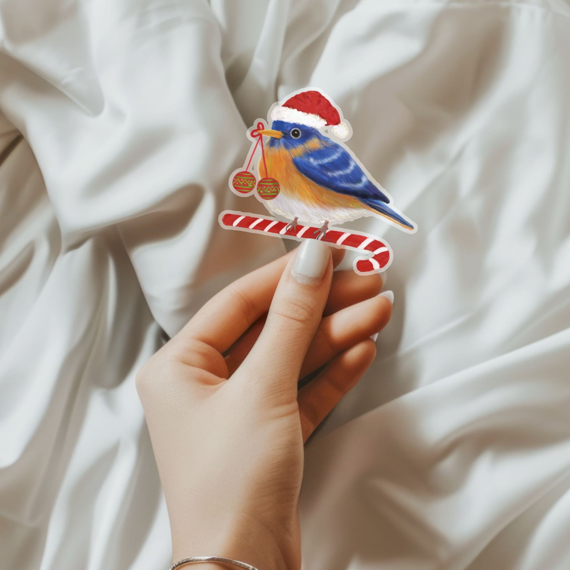 Christmas Bluebird Sticker - MerikaArt