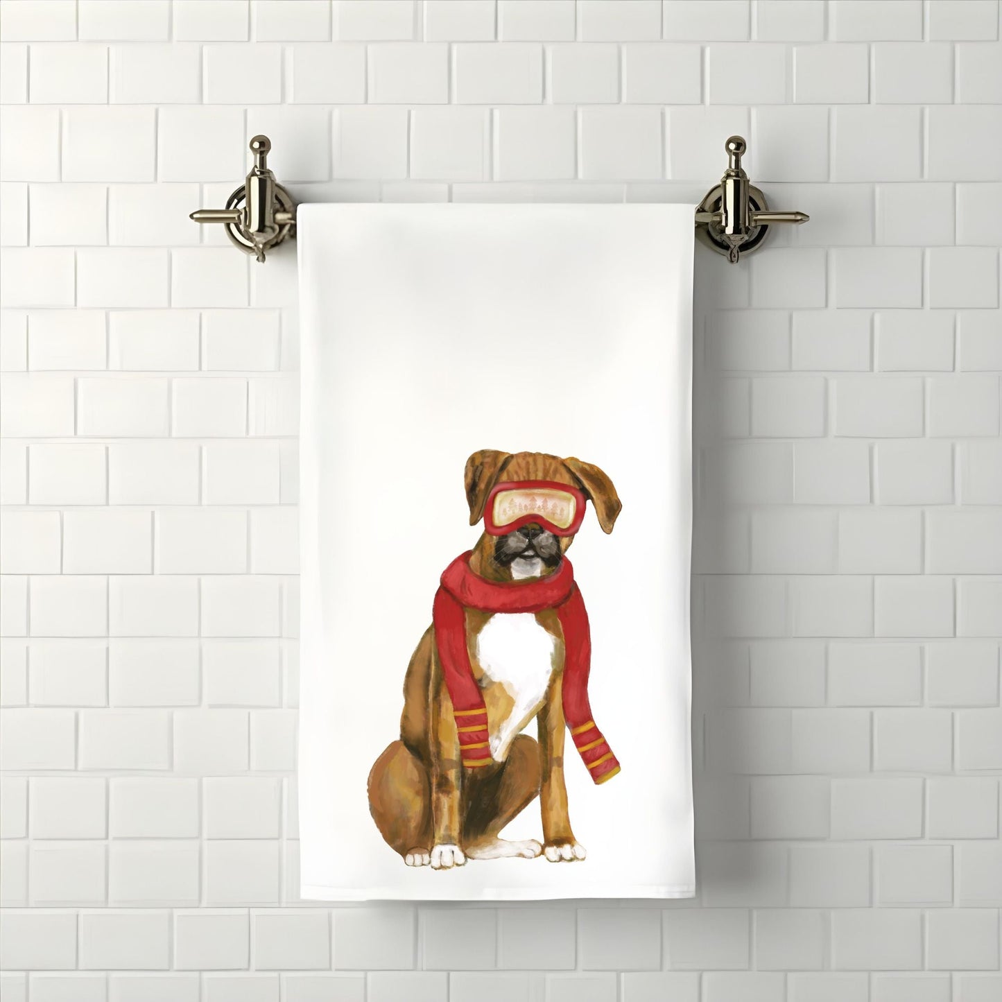 Christmas Boxer Dog Bathroom Towel - MerikaArt
