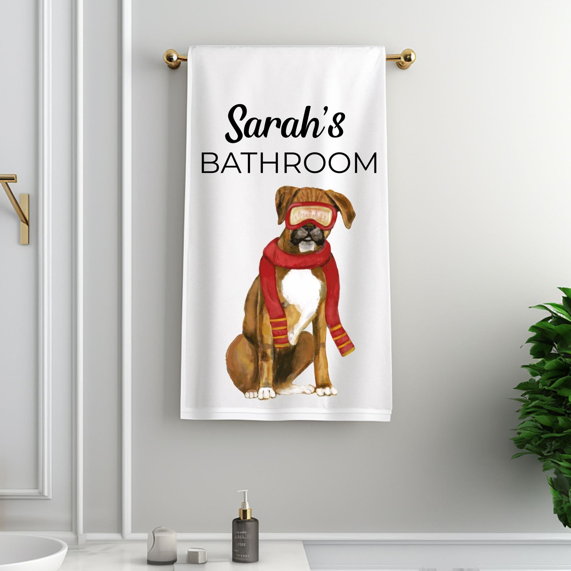 Christmas Boxer Dog Bathroom Towel - MerikaArt