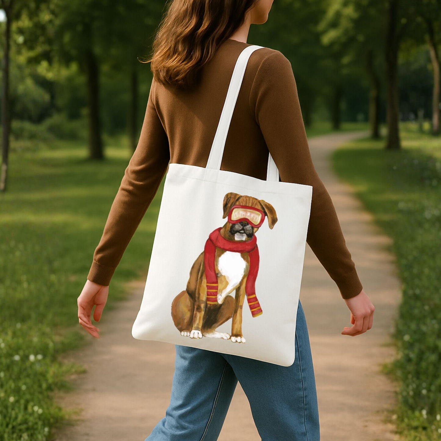Christmas Boxer Dog Canvas Tote Bag - MerikaArt
