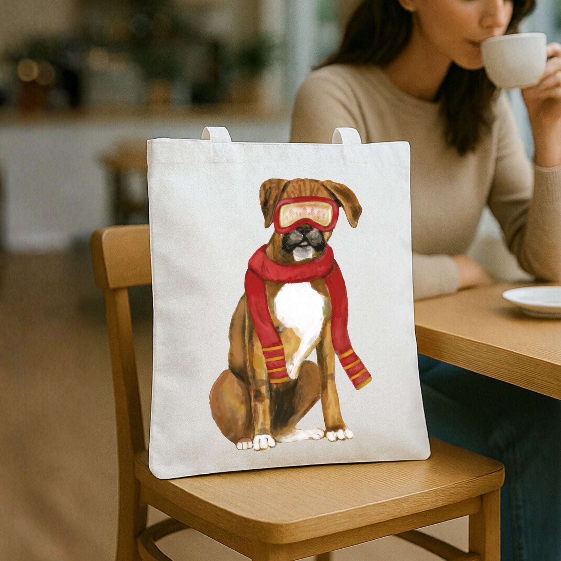 Christmas Boxer Dog Canvas Tote Bag - MerikaArt
