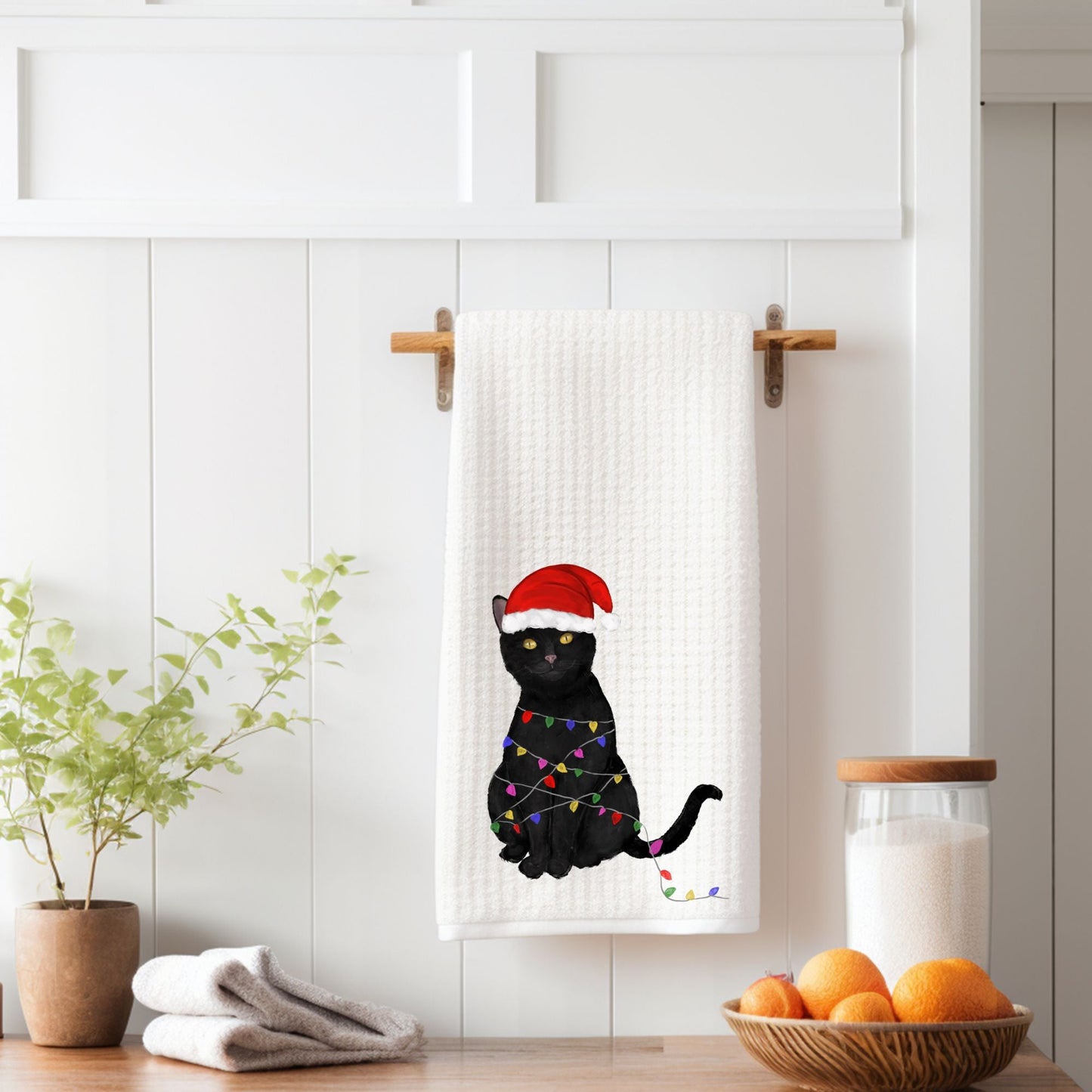 Christmas Cat Kitchen Towel - MerikaArt