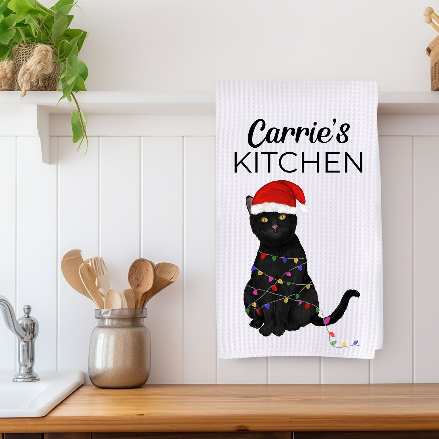 Christmas Cat Kitchen Towel - MerikaArt