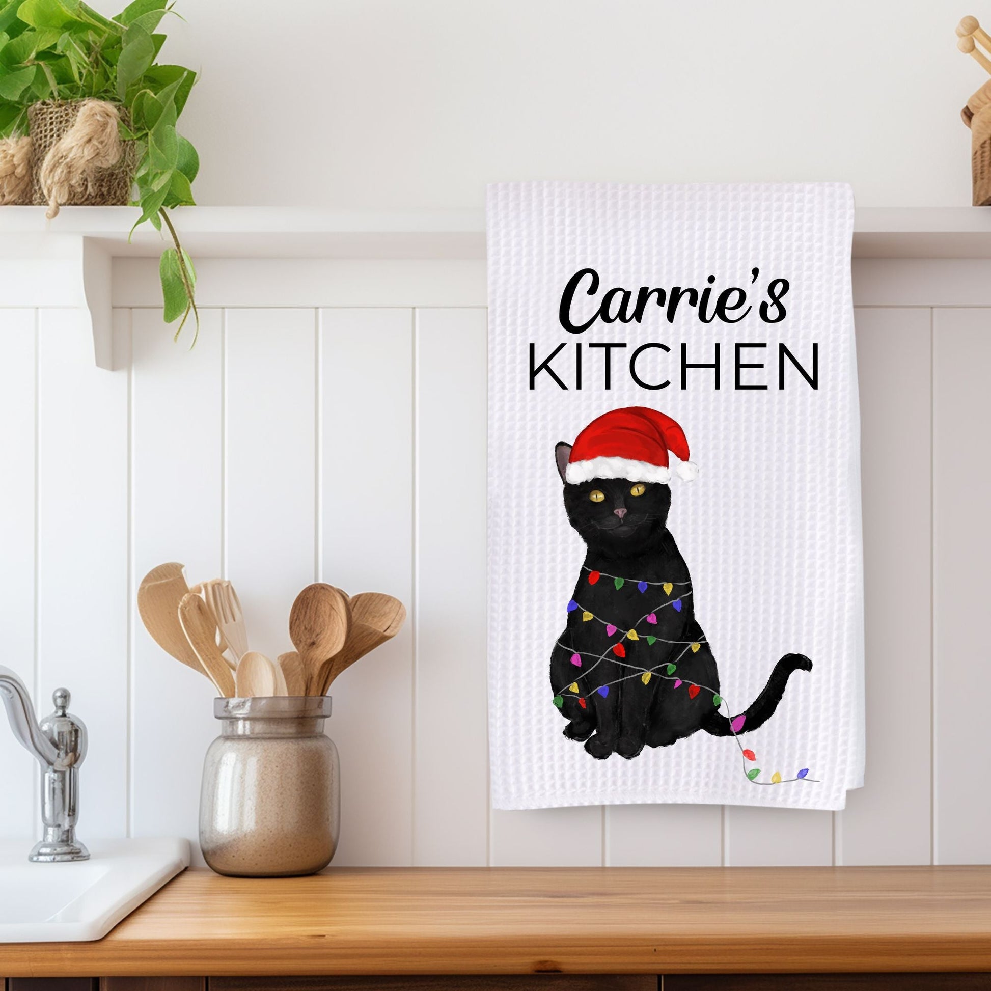 Christmas Cat Kitchen Towel - MerikaArt