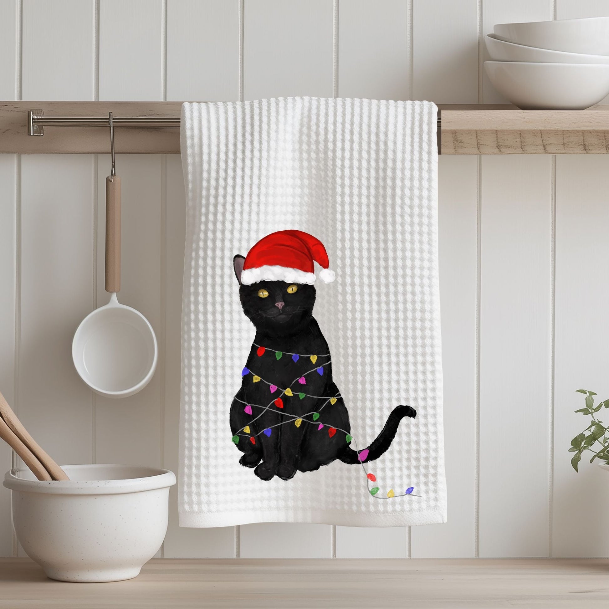 Christmas Cat Kitchen Towel - MerikaArt
