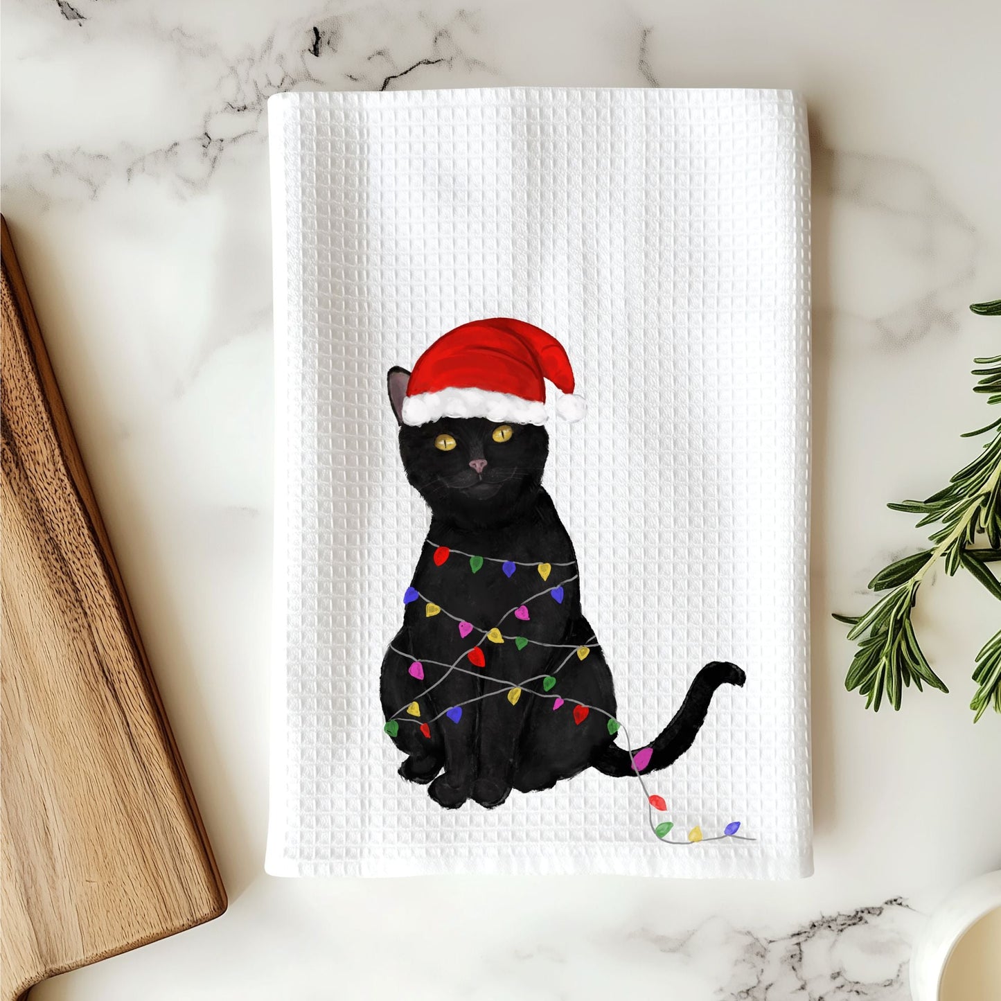 Christmas Cat Kitchen Towel - MerikaArt