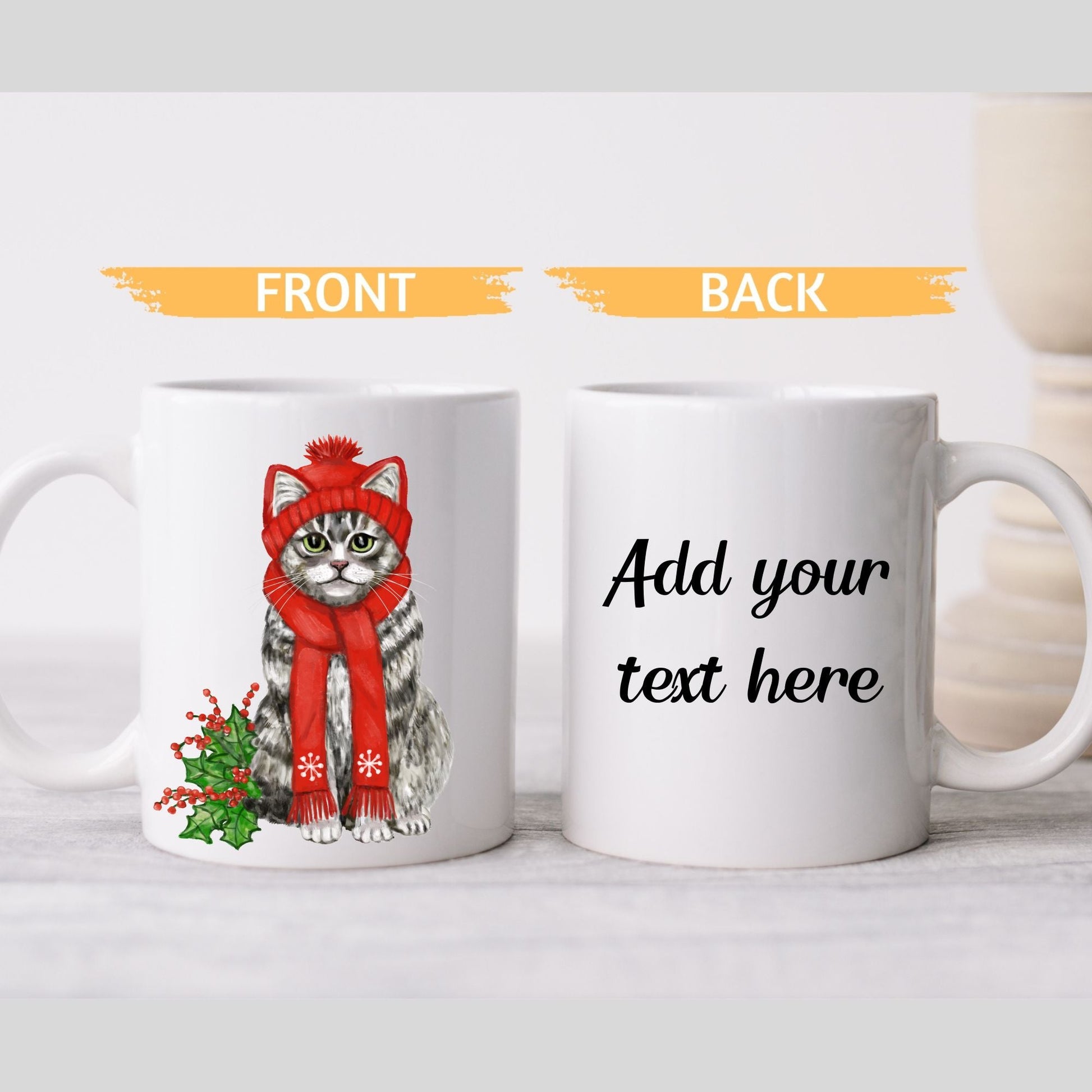 Christmas Cat Mug - MerikaArt
