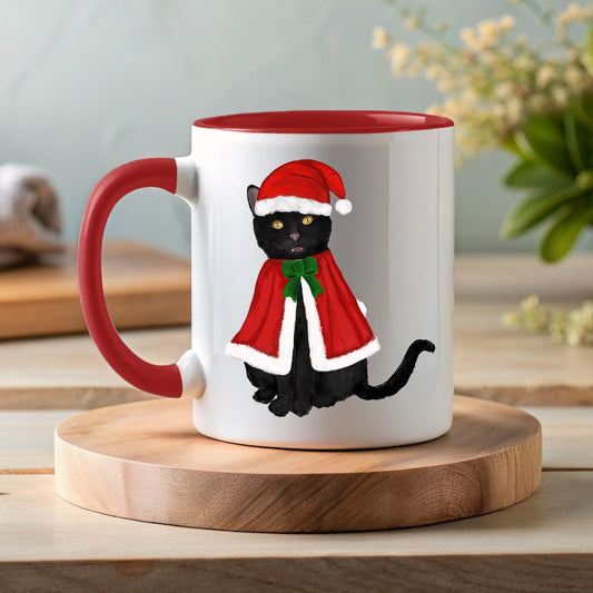 Christmas Cat Mug - MerikaArt