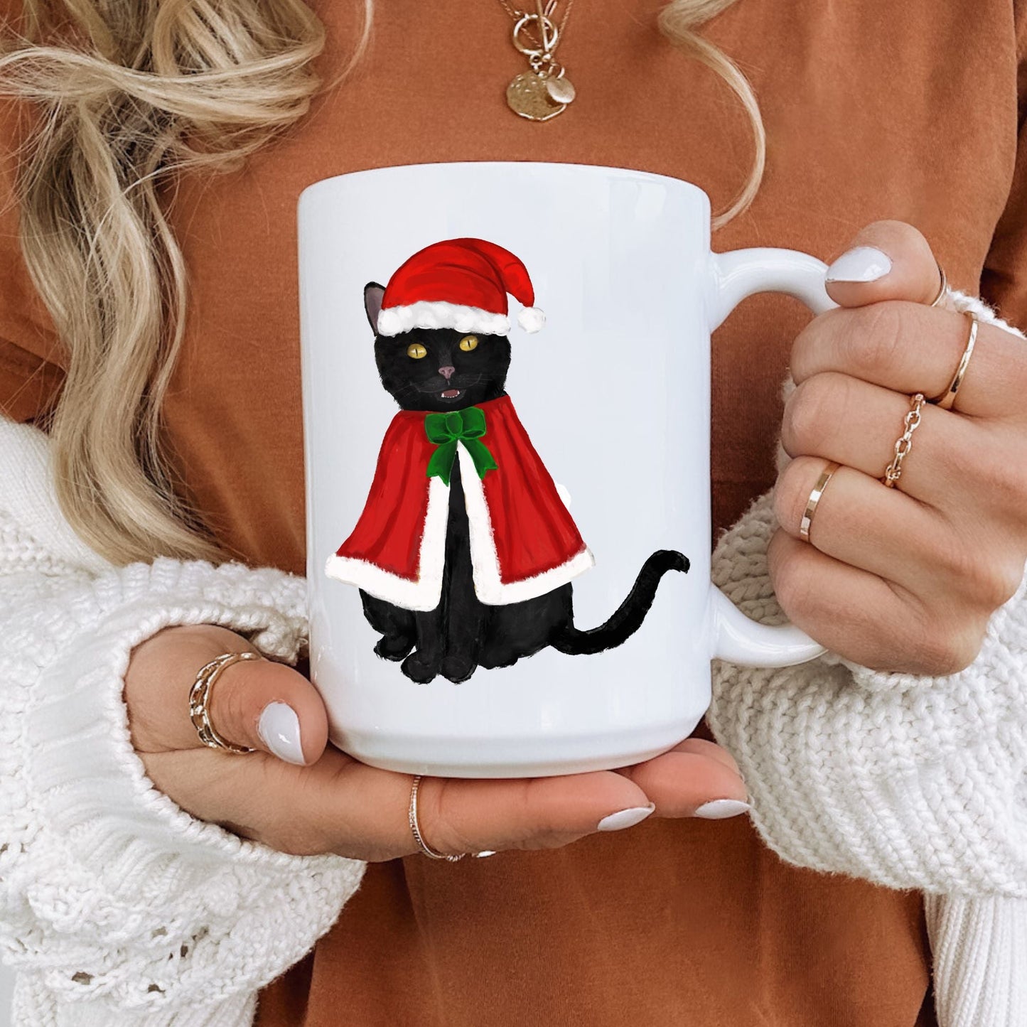 Christmas Cat Mug - MerikaArt
