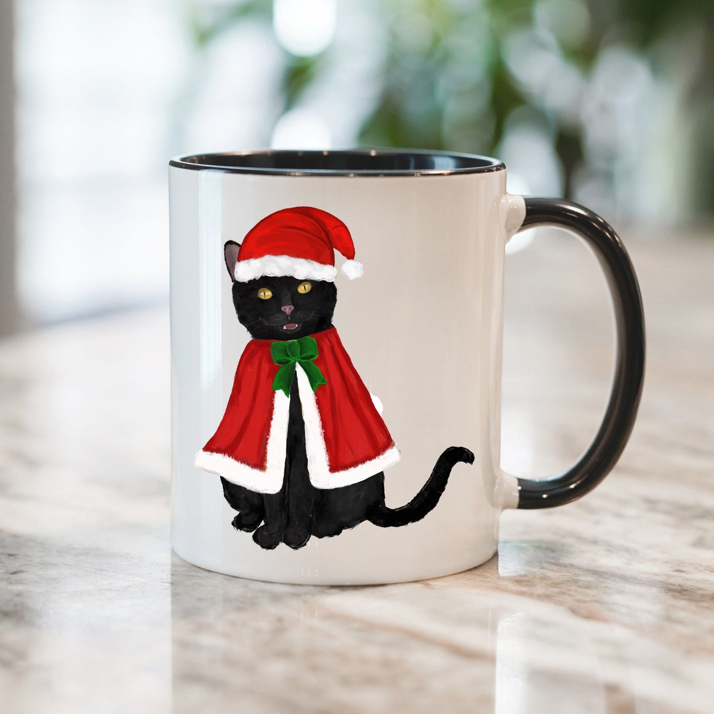 Christmas Cat Mug - MerikaArt