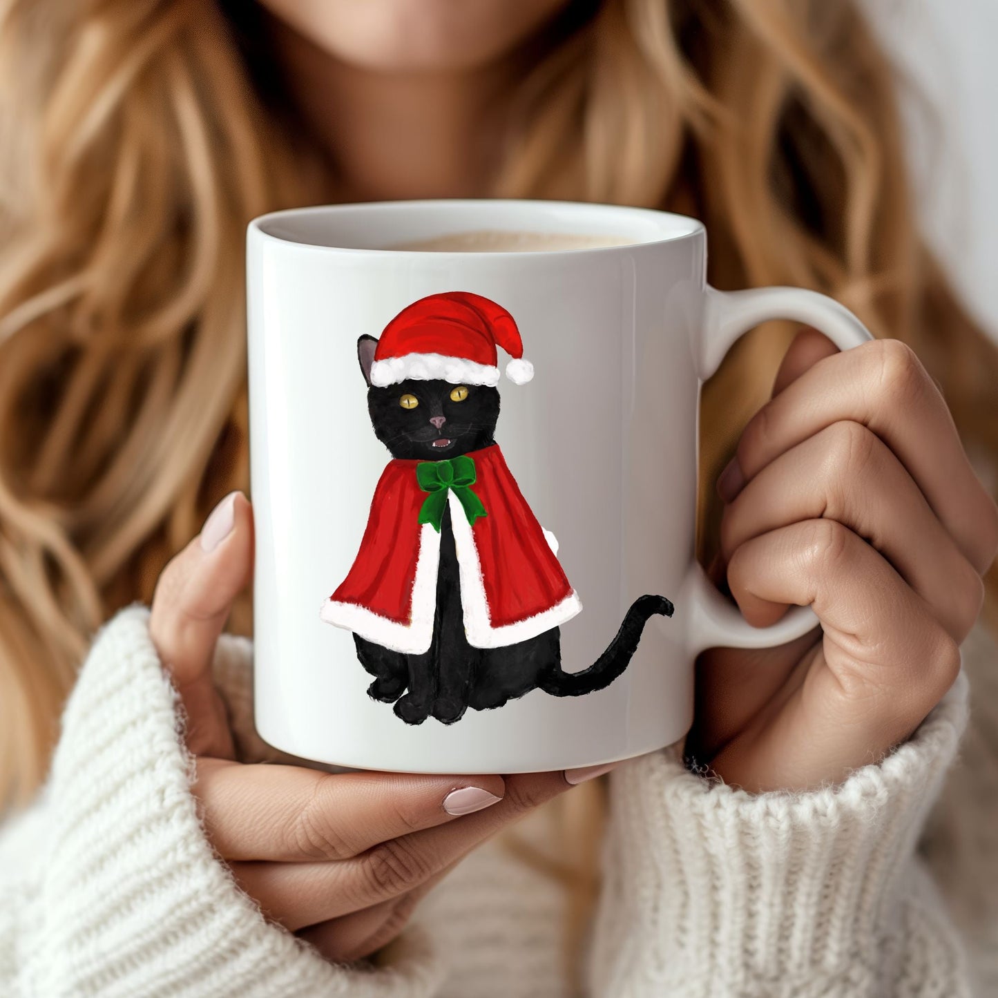 Christmas Cat Mug - MerikaArt