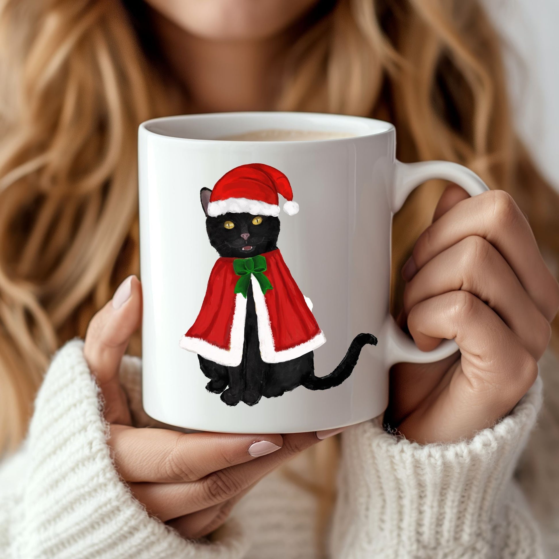 Christmas Cat Mug - MerikaArt