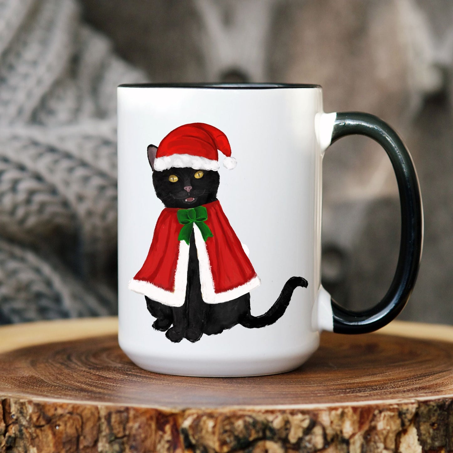 Christmas Cat Mug - MerikaArt