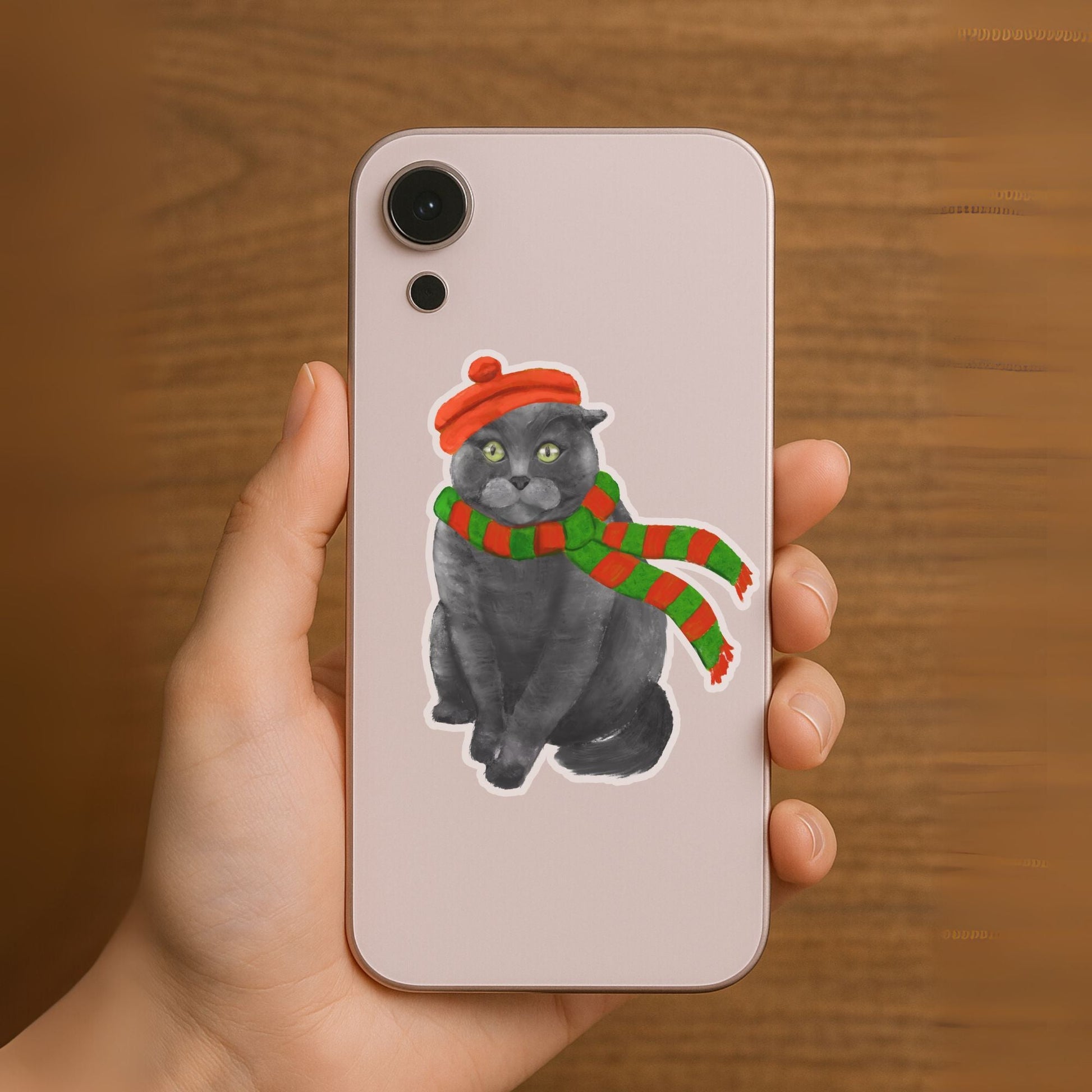 Christmas Cat Sticker - MerikaArt