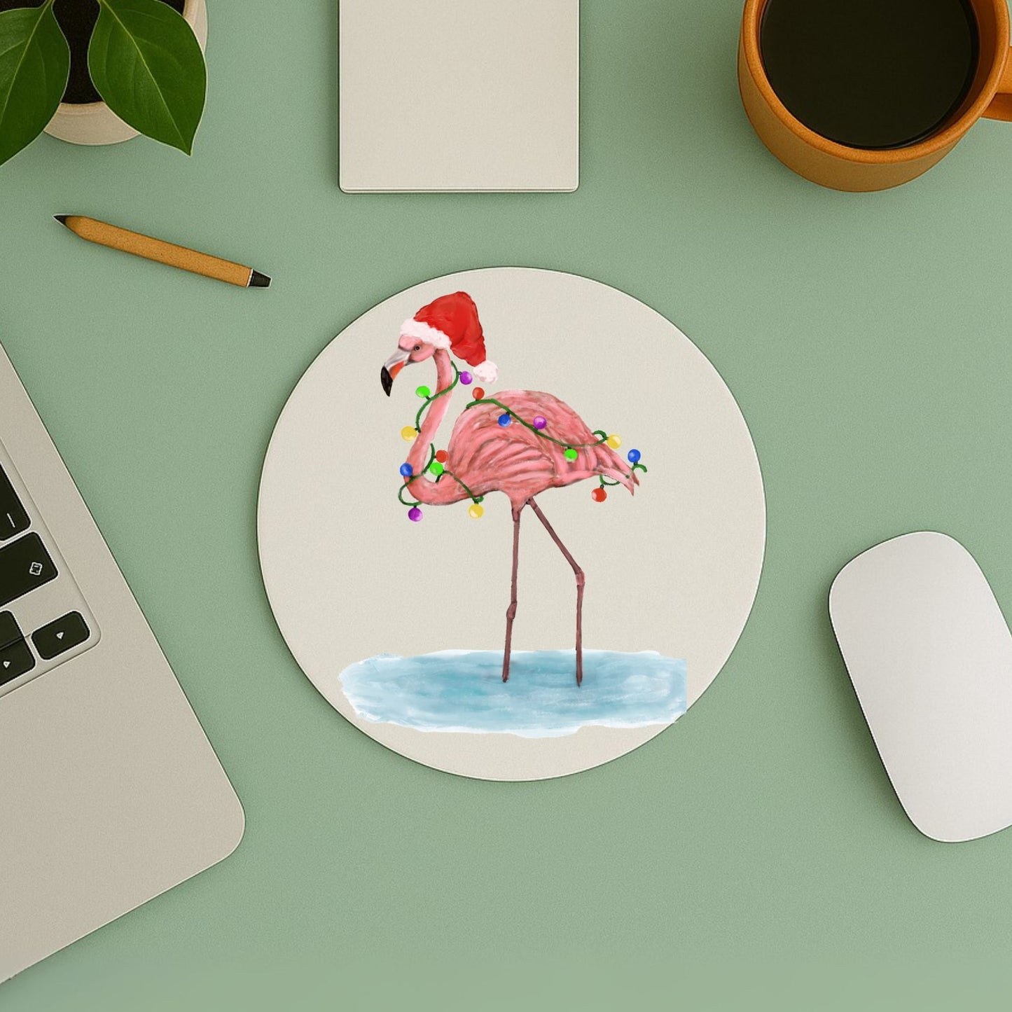 Christmas Flamingo Mousepad - MerikaArt