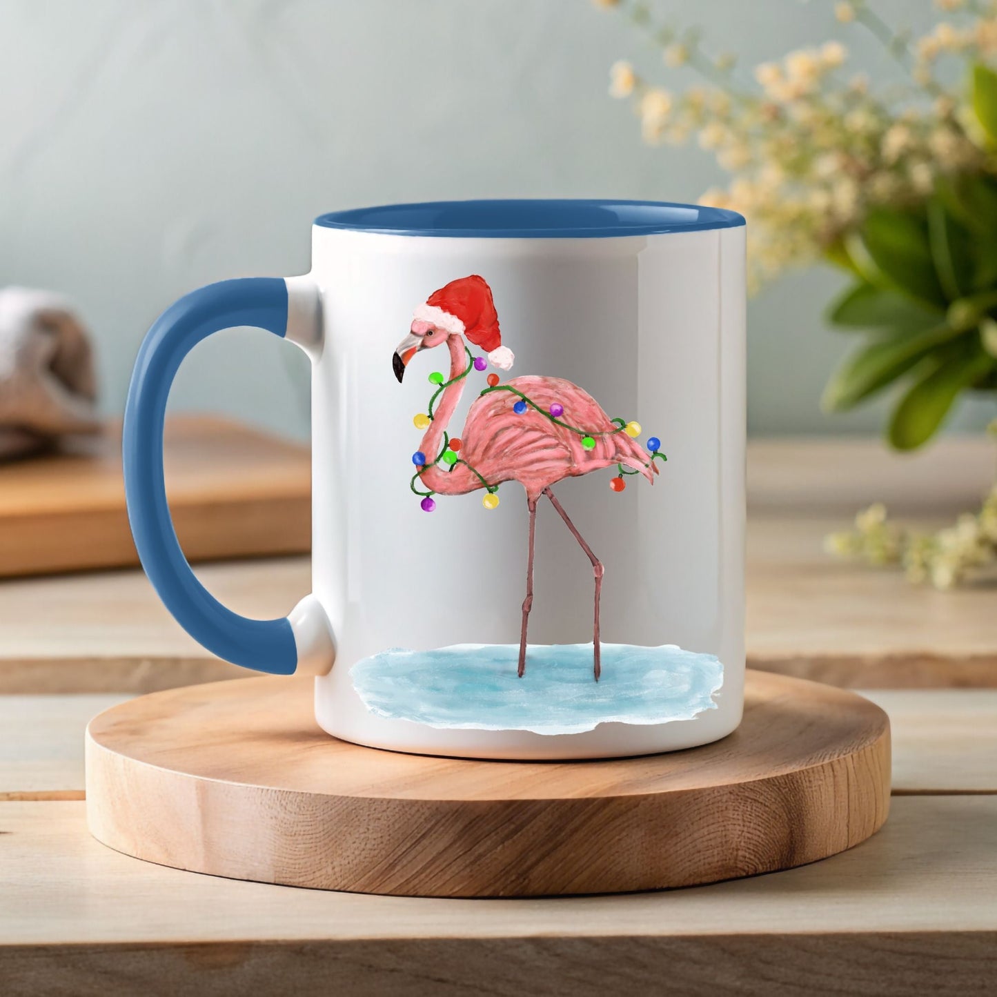Christmas Flamingo Mug - MerikaArt