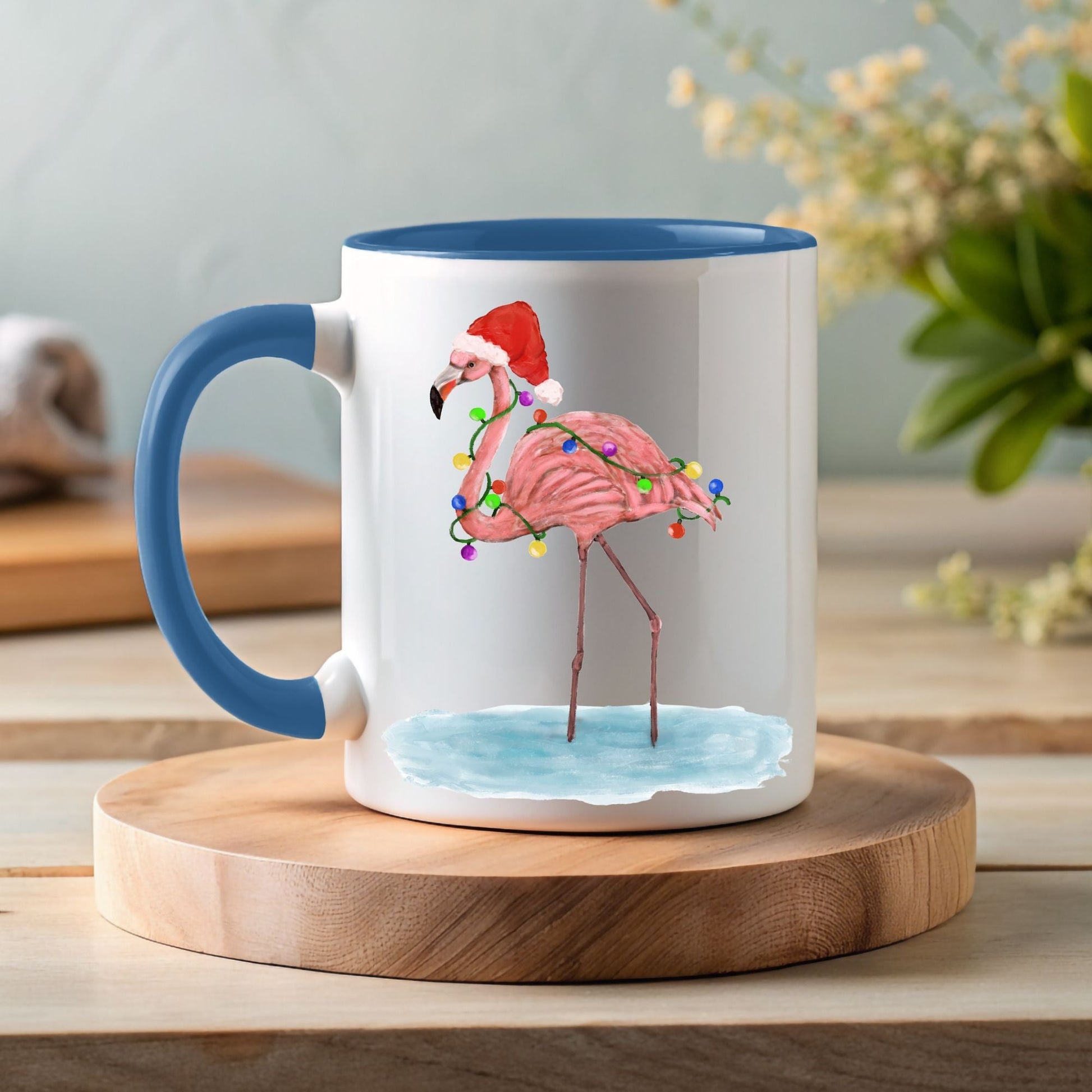 Christmas Flamingo Mug - MerikaArt