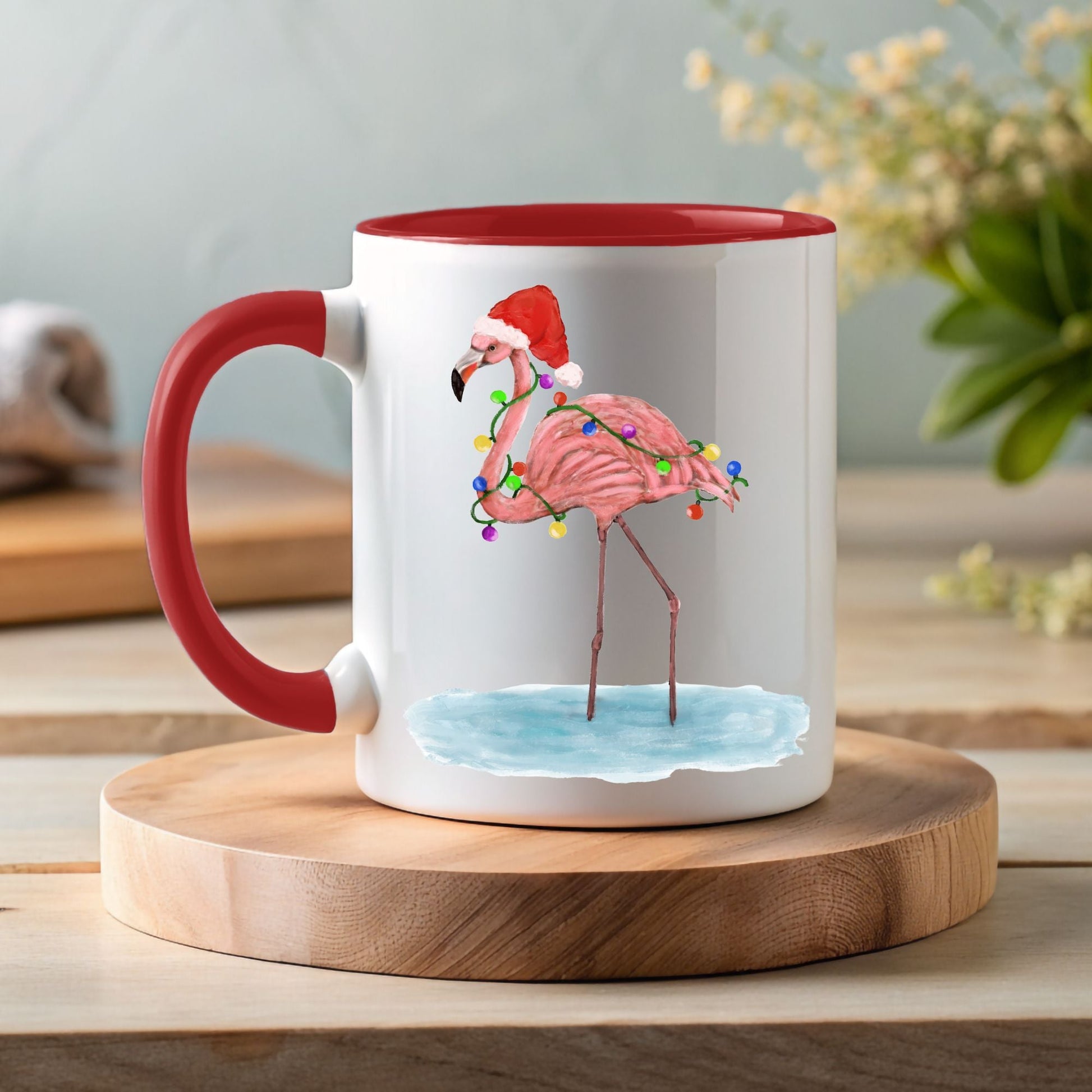 Christmas Flamingo Mug - MerikaArt